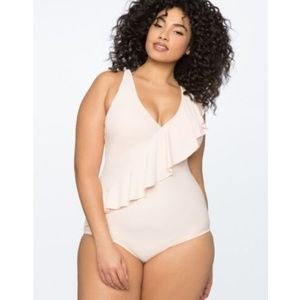 ELOQUII Swimsuit Sz 12 1-Piece Pale Pink Ruffle
